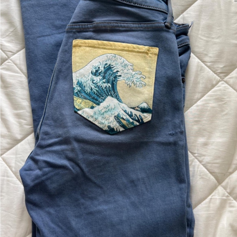the wave handpainted jeans
